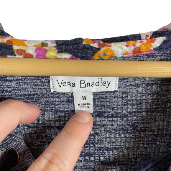 Vera Bradley Lace Up Floral Contrast Hoodie in Navy Multi Size M - Picture 10 of 12